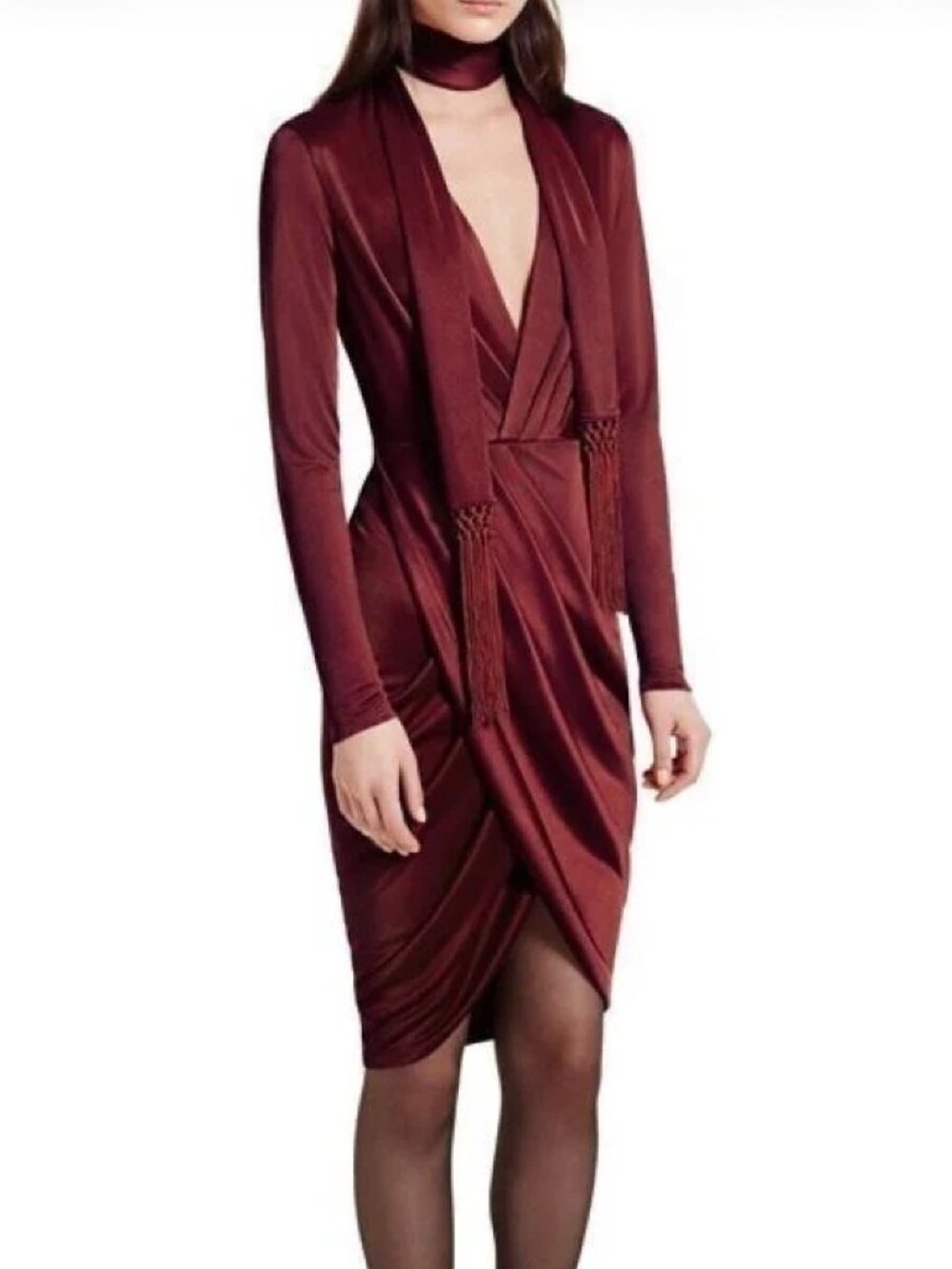 Altuzarra for Target Silky Wrap Midi Dress, Wine Red, V-Neck | Size: Medium